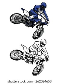 Coloring book moto cross cartoon character