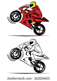 Coloring book moto race cartoon character