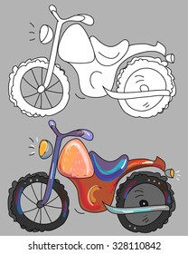 Coloring book with motorcycle