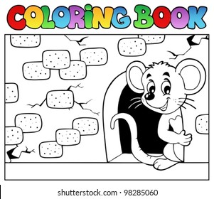 Coloring book with mouse 3 - vector illustration.