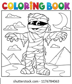 Coloring book mummy theme 2 - eps10 vector illustration.