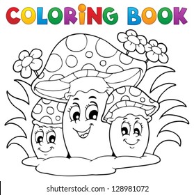 Coloring book mushroom theme 2 - vector illustration.