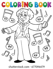 Coloring book music maestro - eps10 vector illustration.