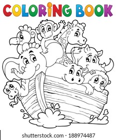 Coloring book Noahs ark theme 1 - eps10 vector illustration.