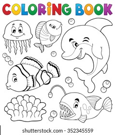 Coloring book ocean fauna topic 1 - eps10 vector illustration.