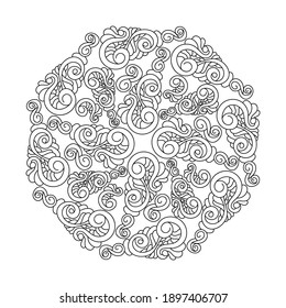 Coloring book. Octagonal mandala with ethnic pattern. Hand drawn vector illustration for coloring page.