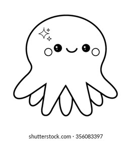Coloring book with octopus - vector illustration.