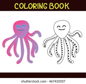 coloring book. octopus. vector illustration. isolated on white