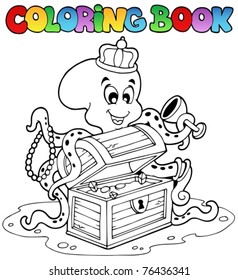 Coloring book with octopus - vector illustration.