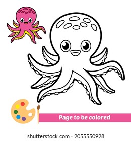 Coloring book, octopus vector image