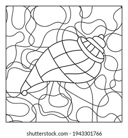 Coloring book for older children, Underwater Mosaic. Hand-drawn marine vector motif . Doodles of the underwater world, sea, ocean, river . Seashells and waves. Monochrome. Aquariums.