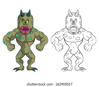 Coloring book One eye Monster cartoon character