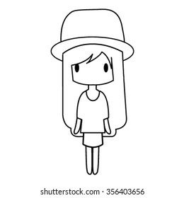Coloring book. One of a set: Seasons with cute girl - for coloring and painted.