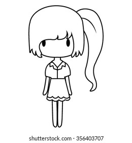 Coloring book. One of a set: Seasons with cute girl - for coloring and painted.