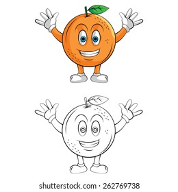 Coloring book Orange Smile cartoon character