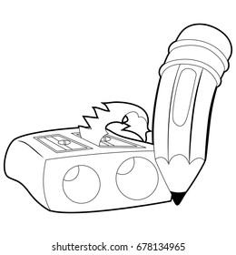 Coloring Book Outline Pencil and Sharpener