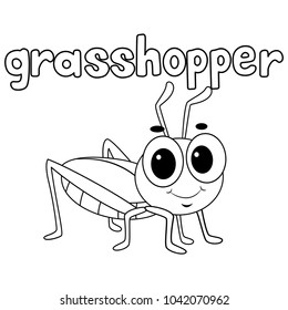 Coloring Book Outlined Grasshopper