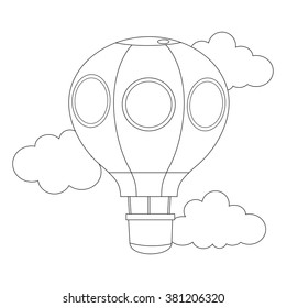 Coloring Book Outlined Hot air Balloon