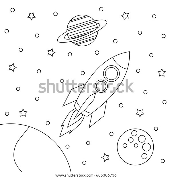 Coloring Book Outlined Outer Space Elements Stock Vector (Royalty Free ...