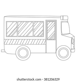 Coloring Book Outlined School Bus