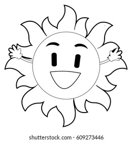Coloring Book Outlined Sun Mascot