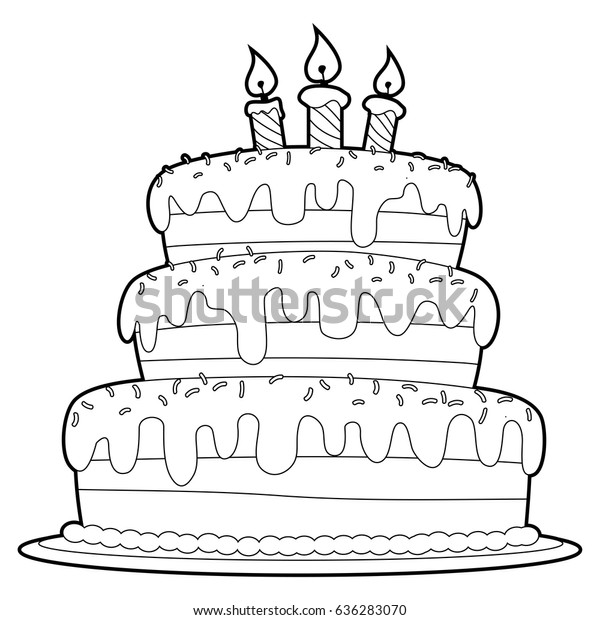 Coloring Book Outlined\
Three Layer Cake