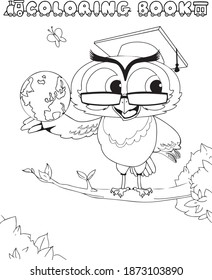 Coloring Book Owl Cute Vector Illustration Stock Vector (Royalty Free ...