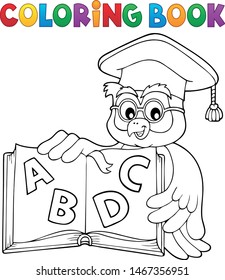 Coloring book owl teacher theme 4 - eps10 vector illustration.