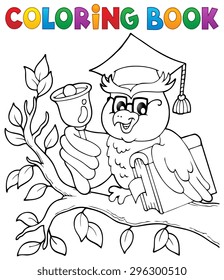 Coloring book owl teacher theme 1 - eps10 vector illustration.