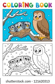 Coloring book owl theme 1 - vector illustration.