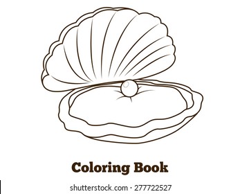Coloring book oyster fish cartoon educational illustration