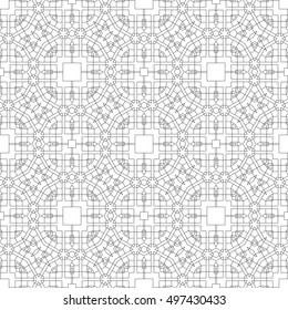 Coloring book page for adult, anti stress coloring. Seamless pattern design. Decorative abstract geometric background in black and white colors