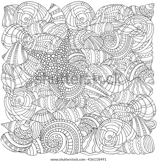 Coloring Book Page Adult Children Sea Stock Vector (Royalty Free ...