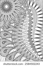 Coloring book page for adult fabric texture vector