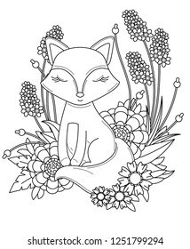 Coloring Page Fox High Res Stock Images Shutterstock