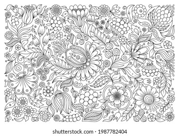 Coloring book page for adult and older children.