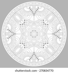 coloring book page for adults - joy to older children and adult colorists, who like line art creation, relax and meditation, vector illustration