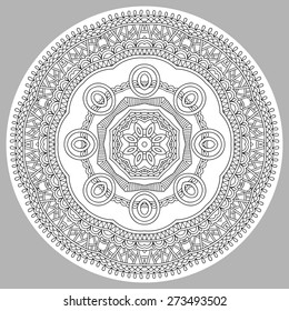 coloring book page for adults -  joy to older children and adult colorists, who like line art creation, relax and meditation, vector illustration