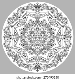 coloring book page for adults - joy to older children and adult colorists, who like line art creation, relax and meditation, vector illustration