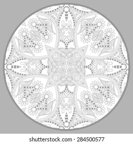 coloring book page for adults - joy to older children and adult colorists, who like line art creation, relax and meditation, vector illustration