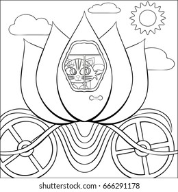 Coloring book page for adults and kids in doodle style. Vector artwork. Good for art therapy, zentangle-style meditation and design of wrapping and textile.