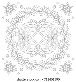 Coloring book page for adults and kids in doodle style. Vector artwork good for art therapy and coloring meditation.