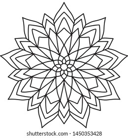 Coloring book page for adults. Mandala for Henna, Mehndi, tattoo, decoration. Decorative ornament in ethnic oriental style. 