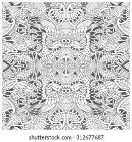 coloring book page for adults - mandala, joy to older children and adult colorists, who like line art creation, relax and meditation, vector illustration