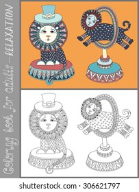 coloring book page for adults with unusual fantastic creature in decorative Ukrainian karakoko style, vector illustration