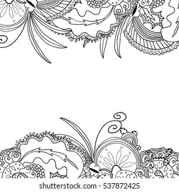 Coloring book page for adults. Vintage flowers pattern. Zentagle. 