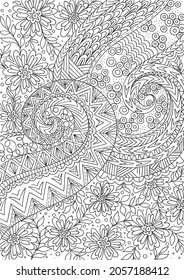 Coloring book page for adults. Zendala. Zentagle.