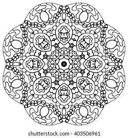 Coloring book page for adults - zendala, doodle. Joy to adult colorists, who like art, relax and meditation. Vector mandala