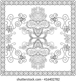 Coloring book page for adults - zendala, doodle. Joy to adult colorists, who like art, relax and meditation. Vector mandala