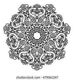 Coloring book page for adults - zendala, doodle. Vector mandala